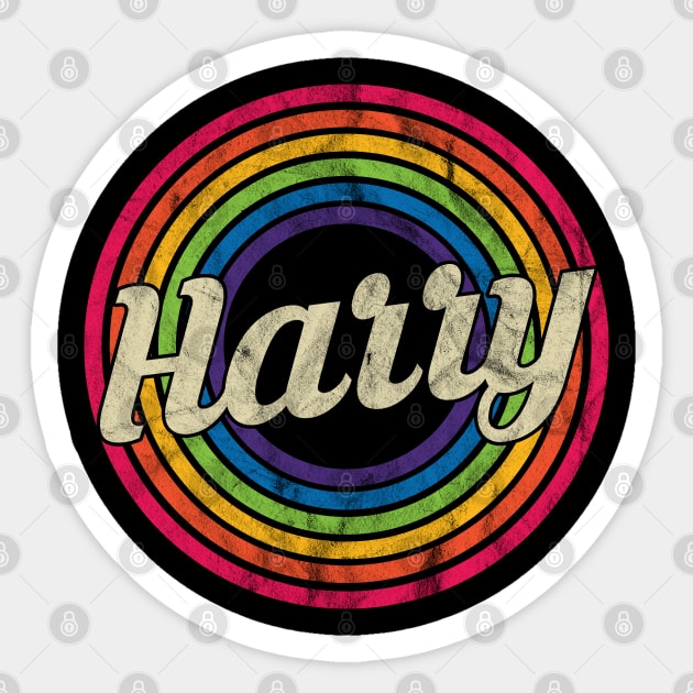 Harry - Retro Rainbow Faded-Style Sticker by MaydenArt